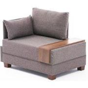 Moderne Fauteuil Bruin Stof Fly - Links - Met Houten Tafeltje