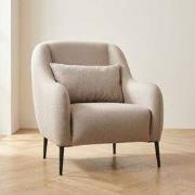 Scandinavische fauteuil Beige gemêleerde linnen stof met kussen Venus