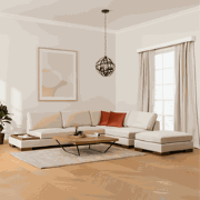 Hoekbank Rechts Tulip Beige - Met Hocker