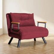 Landelijke slaapfauteuil Bordeaux Rood stof linnen look Sando