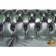 Chesterfield Bank Original Leer | 1 + 1 + 3 zits | Antiek Groen | 12 j...
