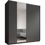 Meubella - Kledingkast Ganaro - Grijs - 180 cm - Met spiegel