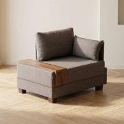 Moderne Fauteuil Bruin Stof Fly - Rechts - Met Houten Tafeltje