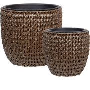 BERBERIS - Bloempot set van 2 - Donkerbruin - PE rotan