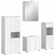 Vira Badkamer 5 Delen Wit Hoogglans met Verlichting