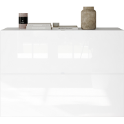 Schoenenkast met 2 opklapbare deurtjes, glanzend wit, L110 cm - SMILE