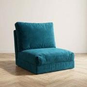 Slaapfauteuil Petrol Blauw velvet stof Taida