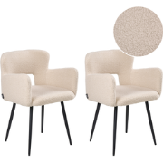 SANILAC - Eetkamerstoel set van 2 - Beige - Bouclé