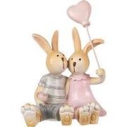 Clayre & Eef Decoratie Beeld Konijn 8x6x10 cm Bruin Kunststof