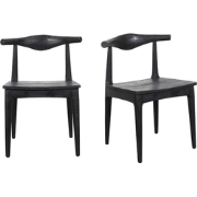 Set van 2 zwarte massief acacia stoelen LUCIEN