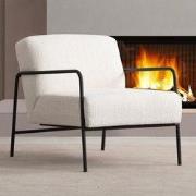 Moderne Fauteuil Eti Wit Stof - Zwart Frame