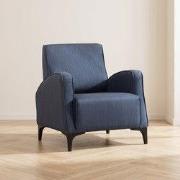 Landelijke fauteuil blauw gemêleerde stof Petra
