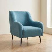 Moderne fauteuil Turquoise linnen stof met hoge poot Revos