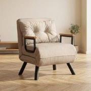 Landelijke slaapfauteuil Taupe stof linnen look Sando