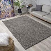 Loca Shaggy Vloerkleed – Modern Uni Effen – Grijs Hoogpolig & Zacht- 1...