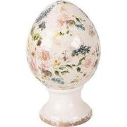 Clayre & Eef Decoratie Beeld Ei Ø 12x19 cm Beige Keramiek