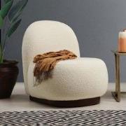 Japandi fauteuil crème bouclé organische vorm Tina