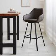 Draaibare Barkruk Antraciet Eco-leer Elise - Met Armleuning - Zithoogt...