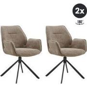 2x Eetkamerstoel Lenny - Stof Taupe