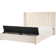 NOYERS  - Bed met opbergruimte - Gebroken wit - 180 x 200 cm - Fluweel