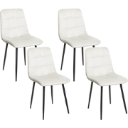 POWELL - Eetkamerstoel set van 4 - Gebroken wit - Fluweel