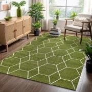 Trellis Uni Effen Laagpolig Vloerkleed Modern Groen- 120x170 CM