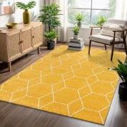 Trellis Uni Effen Laagpolig Vloerkleed Modern Geel- 160x230 CM