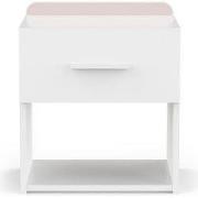 Nachtkastje met 1 lade mat wit, omkeerbare dwarslat stormblauw of abri...