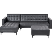 ABERDEEN - Hoekslaapbank met ottomaan - Zwart - Rechts - Kunstleer