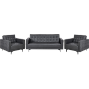 ABERDEEN - Woonkamerset - Zwart  - Kunstleer