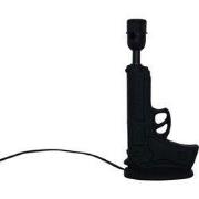 Zwarte Pistool Lamp incl Zwart/ Wit palmkap-30x46cm-Keramiek-Zwart-Hou...