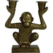 Aap Kandelaar 'Sitting Monkey'-12x15cm-Incl. 5 witte kaarsen-Polyresin...