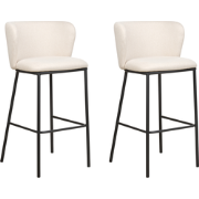 MINA - Barkruk set van 2 - Gebroken wit - Polyester