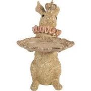 Clayre & Eef Decoratie Beeld Konijn 31x20x33 cm Beige Kunststof