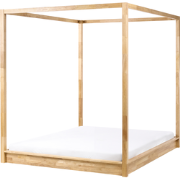 HERLIERE - Hemelbed - Lichtbruin - 160 x 200 cm - Rubberhout