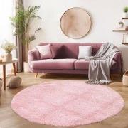 Tapijtenloods Basic Rond Shaggy vloerkleed Roze Hoogpolig- 200 CM ROND