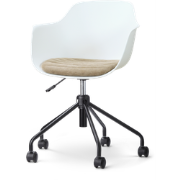 Nout-Liz eetkamerstoel wit met nougatbruin zitkussen - wit onderstel