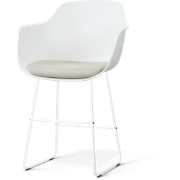 Nino-Liz barkruk wit met naturelbeige zitkussen - wit onderstel - 65 c...