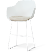 Nino-Liz barkruk wit met naturelbeige zitkussen - wit onderstel - 75 c...