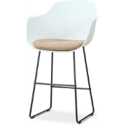 Nino-Liz barkruk wit met nougatbruin zitkussen - zwart onderstel - 75 ...