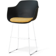 Nino-Liz barkruk zwart met warm oker zitkussen - wit onderstel - 75 cm