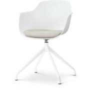 Nola-Liz draaibare eetkamerstoel wit met naturelbeige zitkussen - wit ...