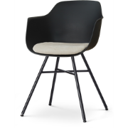 Noa-Liz eetkamerstoel zwart met naturelbeige zitkussen - zwart onderst...