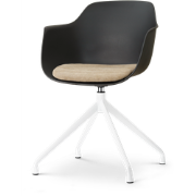 Nola-Liz draaibare eetkamerstoel zwart met nougatbruin zitkussen - wit...
