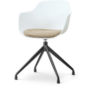 Nola-Liz draaibare eetkamerstoel wit met nougatbruin zitkussen - zwart...