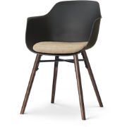 Nena-Liz eetkamerstoel zwart met nougatbruin zitkussen - walnoot houte...