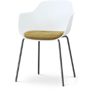 Nora-Liz eetkamerstoel wit met mosgroen zitkussen - zwart onderstel