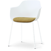 Nora-Liz eetkamerstoel wit met mosgroen zitkussen - wit onderstel