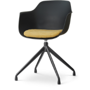 Nola-Liz draaibare eetkamerstoel zwart met warm oker zitkussen - zwart...