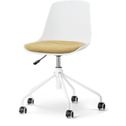 Nout-Liv eetkamerstoel wit met warm oker zitkussen - wit onderstel